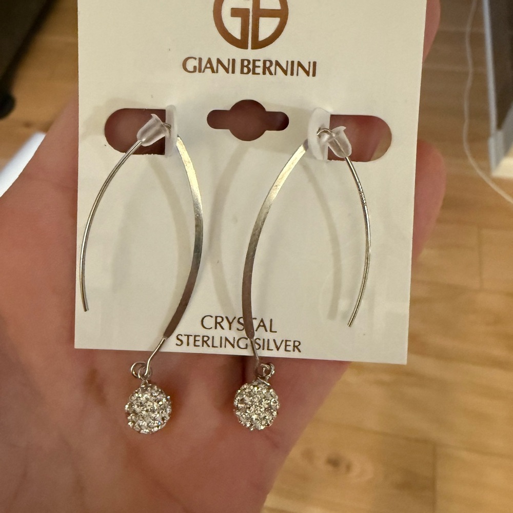 Giani Bernini Silver Dangle Earrings with Crystal Accents